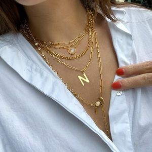 ADORNIA 14K Gold Plated Paper Clip Necklace 17”